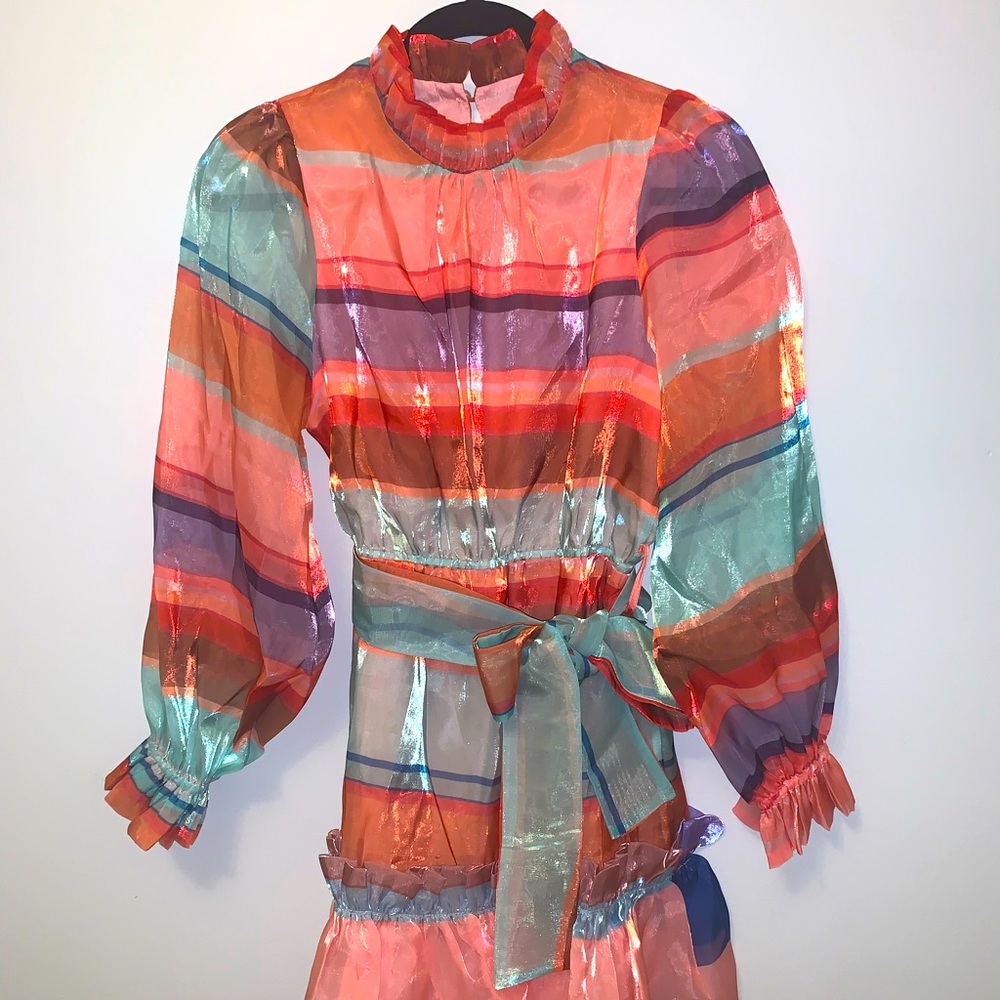 NEW Beulah Striped Long Sleeve Dress Large